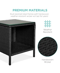 Best Choice Products 3-Piece Outdoor Wicker Conversation Patio Bistro Set, w/ 2 Chairs