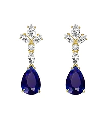 Sterling Silver 14k Gold Plated Green or Blue Cluster Dangle Earrings