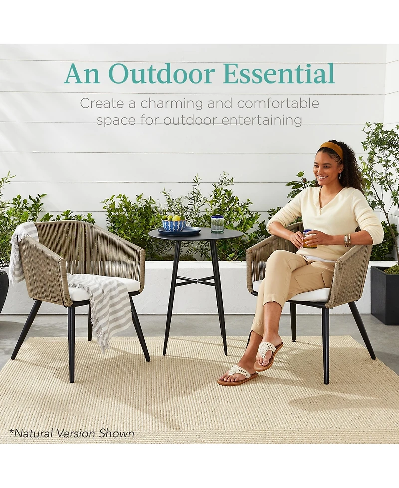 Best Choice Products Set of 2 Indoor Outdoor Patio Dining Chairs Woven Wicker Seating Set 250lb Capacity - Gray/Black