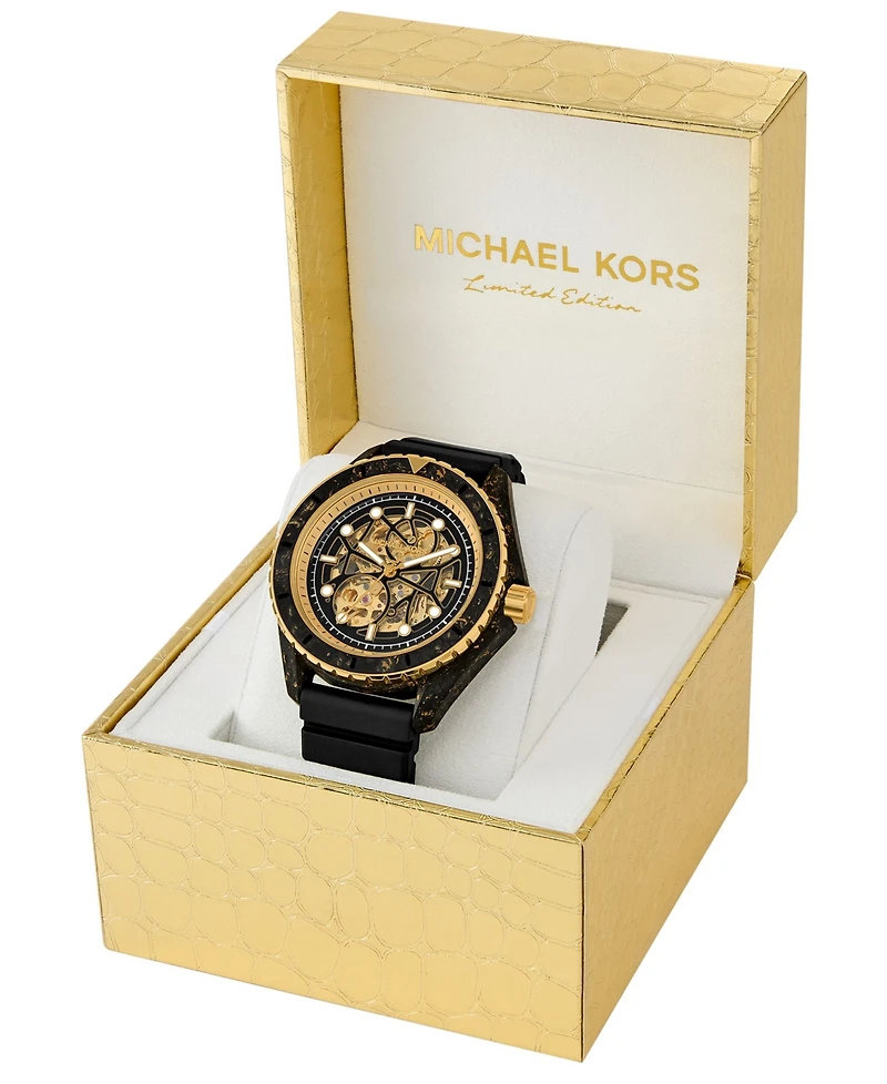 Michael Kors Men's Limited-Edition Maritime Three-Hand Black Silicone Watch 45mm