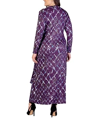 24seven Comfort Apparel Plus Size Collared Wrap Maxi Dress