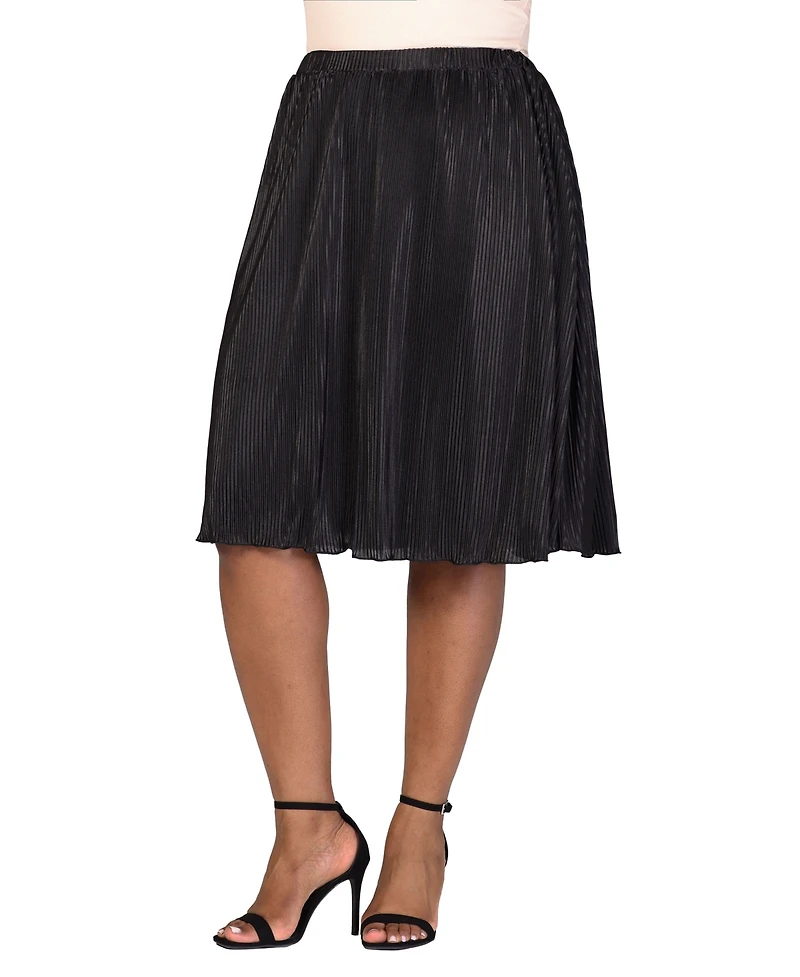 24seven Comfort Apparel Plus Elastic Waistband Party Midi Skirt