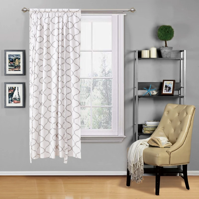 Kate Aurora Living Shabby Chic Trellis Quatrefoil Single Tie Up Window Curtain Shade - 42 in. W x 63 L, Navy