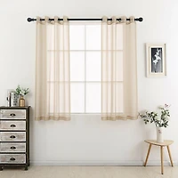 Kate Aurora Living 2 Piece Designer Sheer Voile Grommet Top Window Curtains - 20 in. W x 45 L, Pumpkin Spice