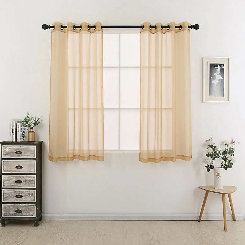 Kate Aurora 2 Piece Designer Sheer Voile Grommet Top Window Curtains