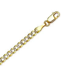 20" Two-Tone Open Curb Link Chain Necklace (3-1/6mm) in Solid 14k Gold & White Gold