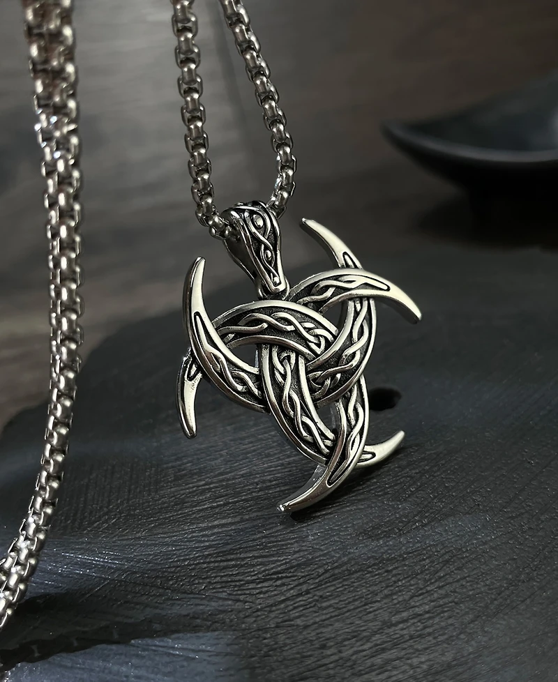 Rhona Sutton Silver Emblem Stainless Steel Pendant Necklace