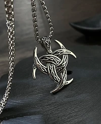 Rhona Sutton Silver Emblem Stainless Steel Pendant Necklace