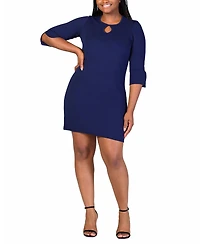 24seven Comfort Apparel Plus Three Quarter Sleeve Mini Dress