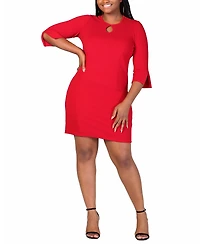 24seven Comfort Apparel Plus Three Quarter Sleeve Mini Dress