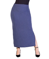 24seven Comfort Apparel Plus Ribbed Knit Maxi Skirt