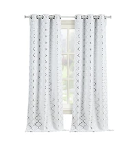 Kate Aurora 2 Pack Cotton Blend Shabby Metallic Quatrefoil Lattice Ultra Luxurious Grommet Top Window Curtain Panels