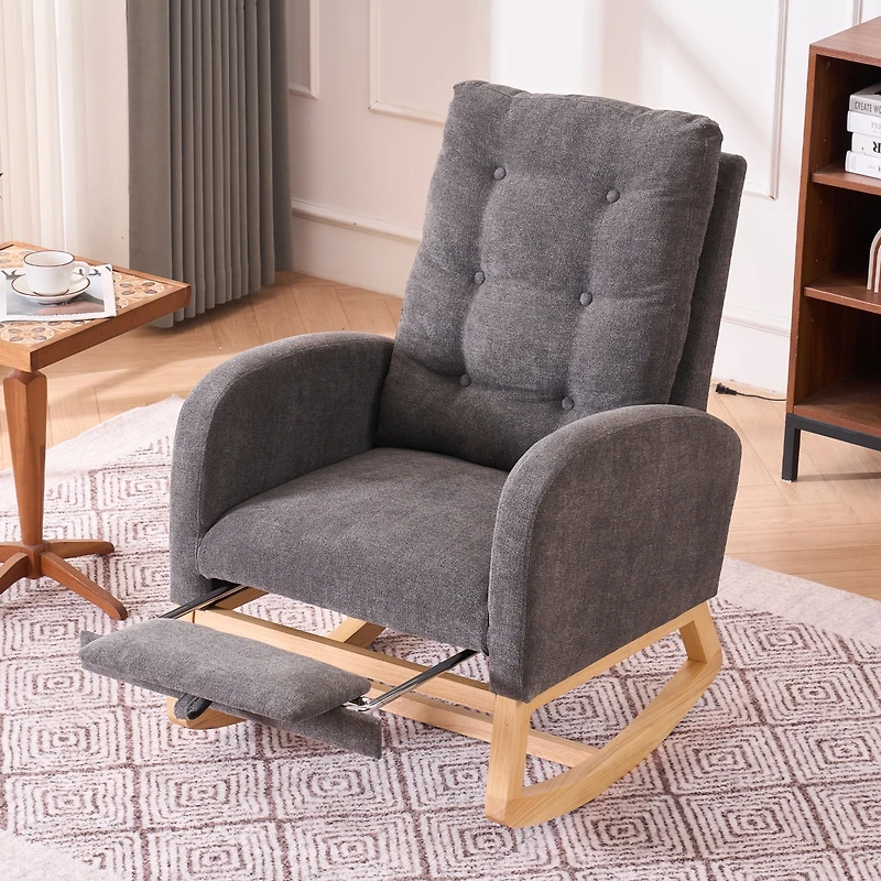 Streamdale Plush Rocking Lounge Chair with Side Pocket for Relaxation and Support
