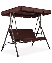 Best Choice Products 2-Person Outdoor Large Convertible Canopy Swing Glider Lounge Chair w/ Removable Cushions