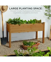 Best Choice Product 48x24x30in Raised Garden Bed, Elevated Wooden Planter for Yard w/ Foot Caps, Bed Liner