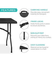 Best Choice Products 8ft Plastic Folding Table, Indoor Outdoor Heavy Duty Portable w/ Handle, Lock for Picnic