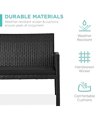 Best Choice Products 4-Piece Outdoor Wicker Patio Conversation Furniture Set w/ Table, Cushions