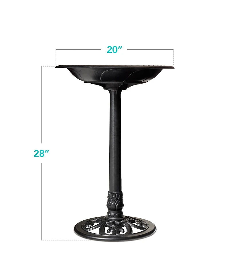 Best Choice Products Outdoor Rustic Pedestal Bird Bath Accent for Garden, Yard w/ Fleur-de-Lis Accents