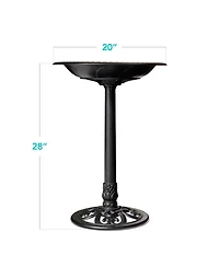 Best Choice Products Outdoor Rustic Pedestal Bird Bath Accent for Garden, Yard w/ Fleur-de-Lis Accents