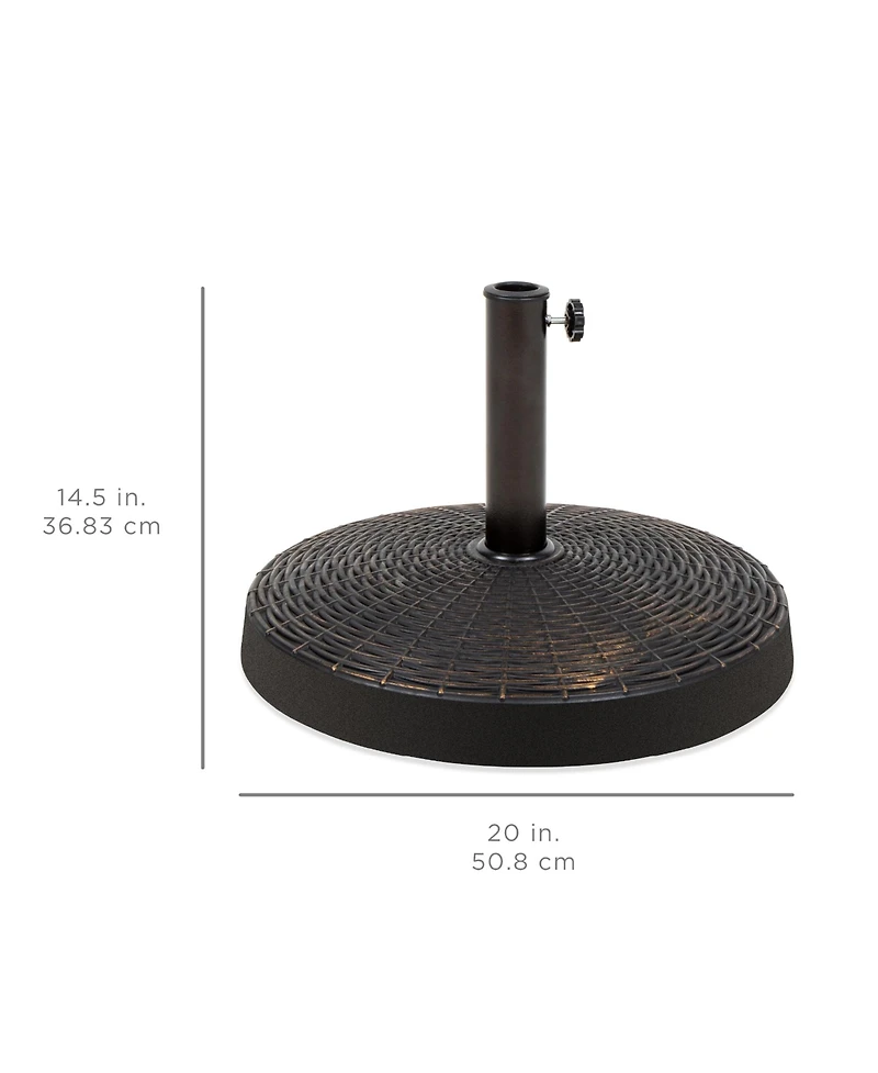 Best Choice Products 55lb Round Wicker Style Resin Patio Umbrella Base Stand w/ 1.75in Hole, Bronze Finish - Black
