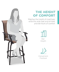 Best Choice Products Set of 2 Outdoor Swivel Bar Stools, Patio Barstool Chairs w/ 360 Rotation, All-Weather Mesh