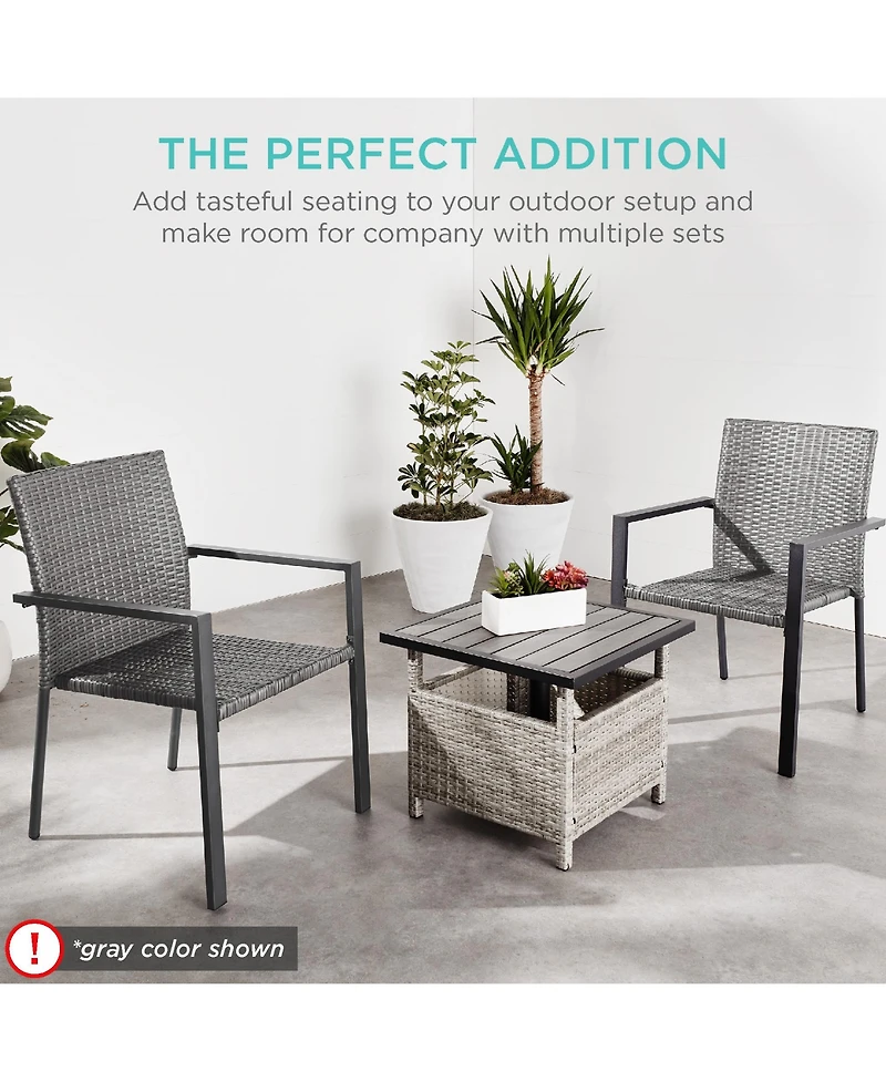 Best Choice Products Set of 2 Wicker Chairs, Stackable Outdoor Dining Furniture w/ Armrests