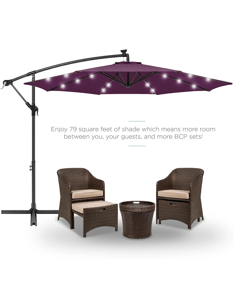 Best Choice Products 10ft Solar Led Offset Hanging Outdoor Market Patio Umbrella w/ Adjustable Tilt