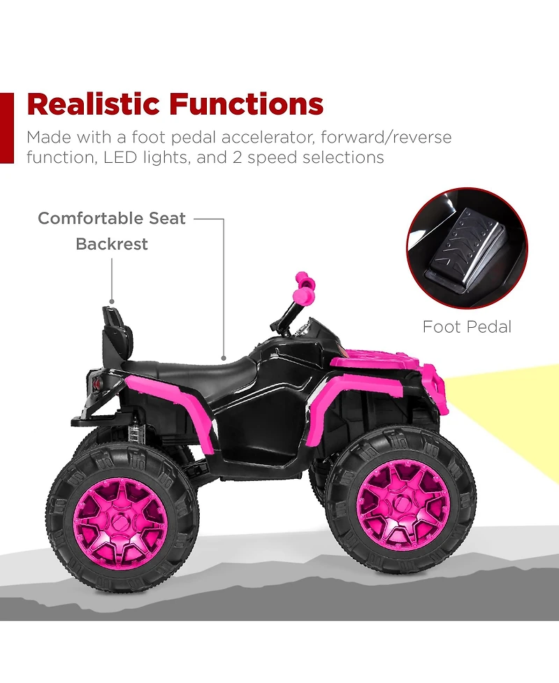 Best Choice Products 12V Kids Ride-On Atv Quad w/ Bluetooth, 3.7mph Max, Treaded Tires, Led Lights, Radio