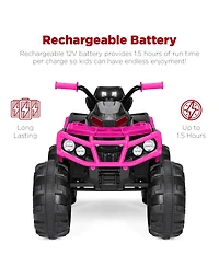 Best Choice Products 12V Kids Ride-On Atv Quad w/ Bluetooth, 3.7mph Max, Treaded Tires, Led Lights, Radio