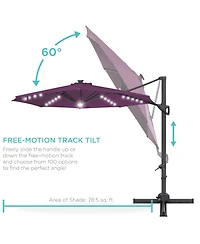 Best Choice Products 10ft 360-Degree Solar Led Lit Cantilever Patio Umbrella, Outdoor Hanging Shade
