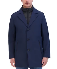 Kenneth Cole Men's Rain Tech Jacket with Quilted Full-Zip Bib