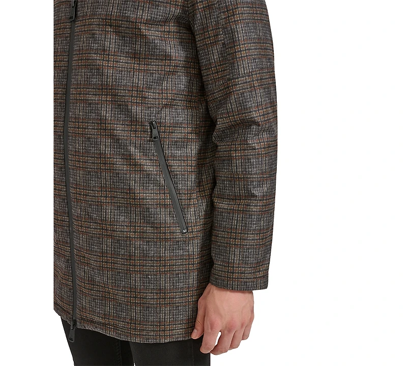 Kenneth Cole Men's Water-Resistant Hooded Stadium Coat with Removable Puffer Bib