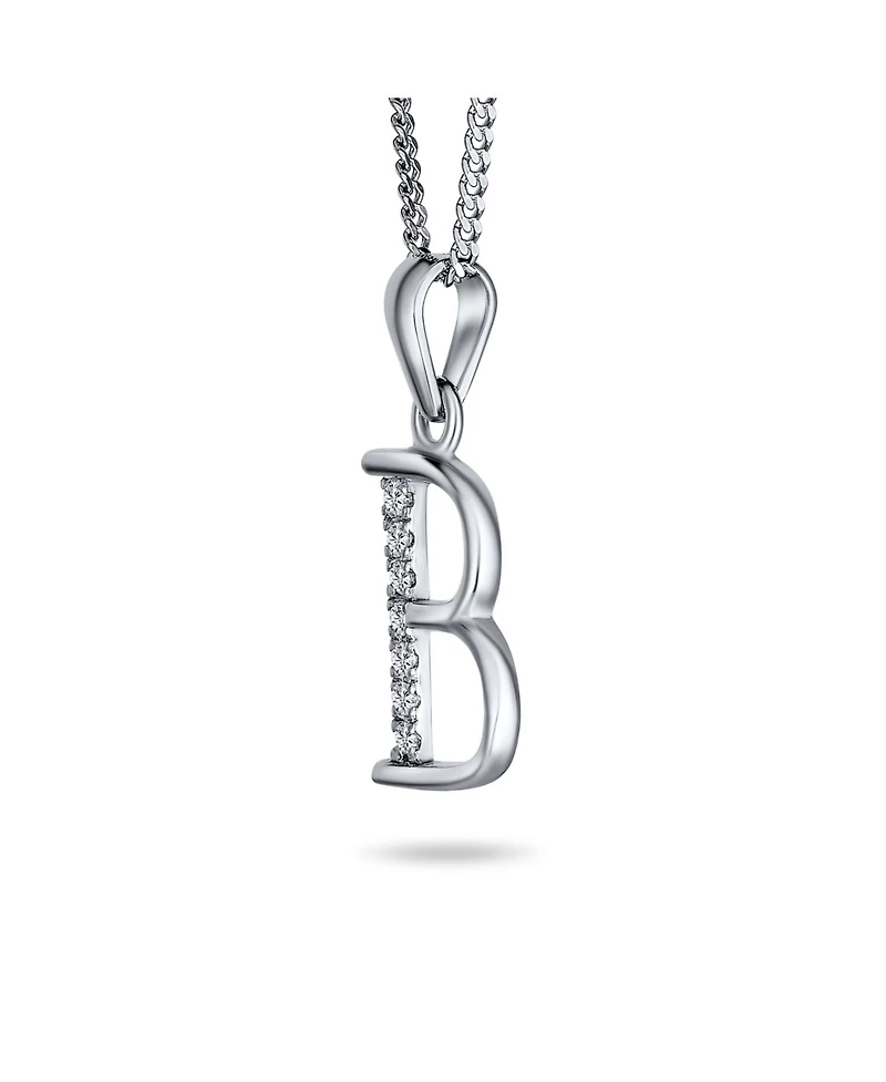 Bling Jewelry Delicate Abc Cubic Zirconia Pave Cz Capital Block Letter Alphabet Initial Pendant Necklace .925 Sterling Silver