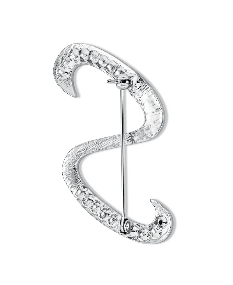 Bling Jewelry Large Statement Abc Pave Crystal Letters Alphabet Initial Scarf Lapel Pin Brooch Silver Plated