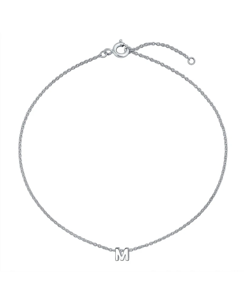 Bling Jewelry Tiny Block Letter Alphabet Initial A-z Dainty Pendant Necklace .925 Sterling Silver