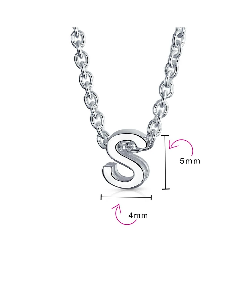 Bling Jewelry Tiny Block Letter Alphabet Initial A-z Dainty Pendant Necklace .925 Sterling Silver