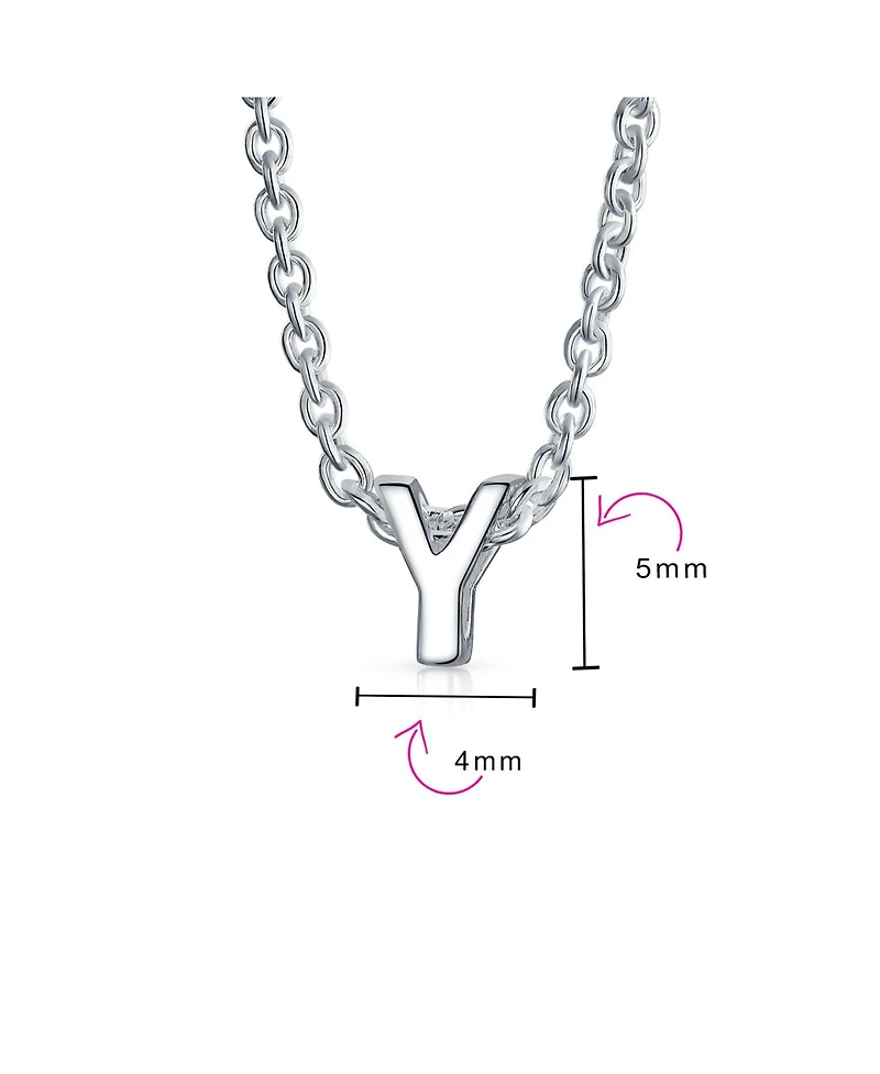 Bling Jewelry Tiny Block Letter Alphabet Initial A-z Dainty Pendant Necklace .925 Sterling Silver