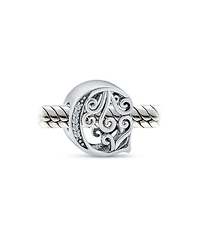 Bling Jewelry Initial Alphabet Bead Charm Fancy Scroll Cz Sparkle Block Letter A-z for Bracelet