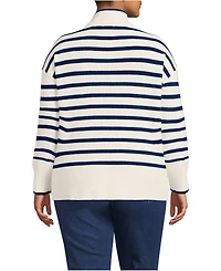 Lands' End Women's Plus Drifter Cotton Quarter Zip Pullover Sweater