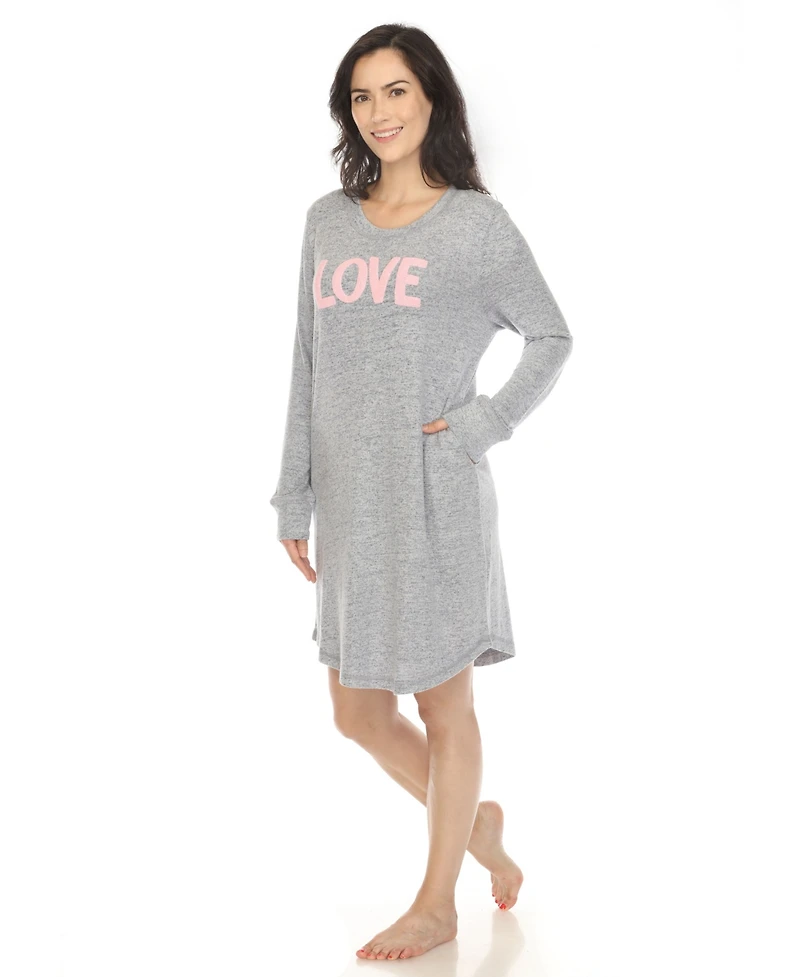 White Mark Women's Long Sleeve Sleepshirt