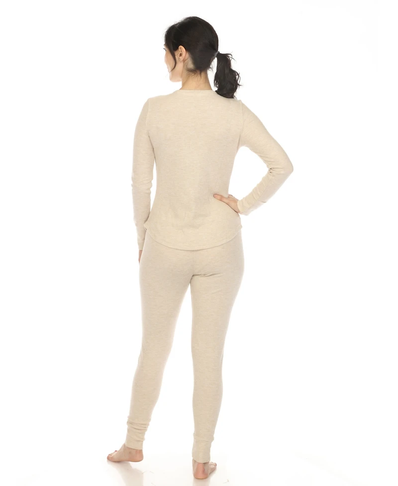 White Mark Women's Waffle Pajama Set