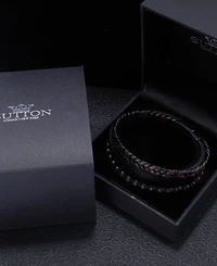 Rhona Sutton Black Axis Beaded Leather Bracelet