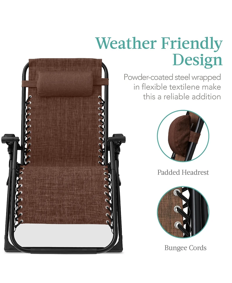 Best Choice Products Oversized Zero Gravity Chair, Folding Recliner w/ Removable Cushion