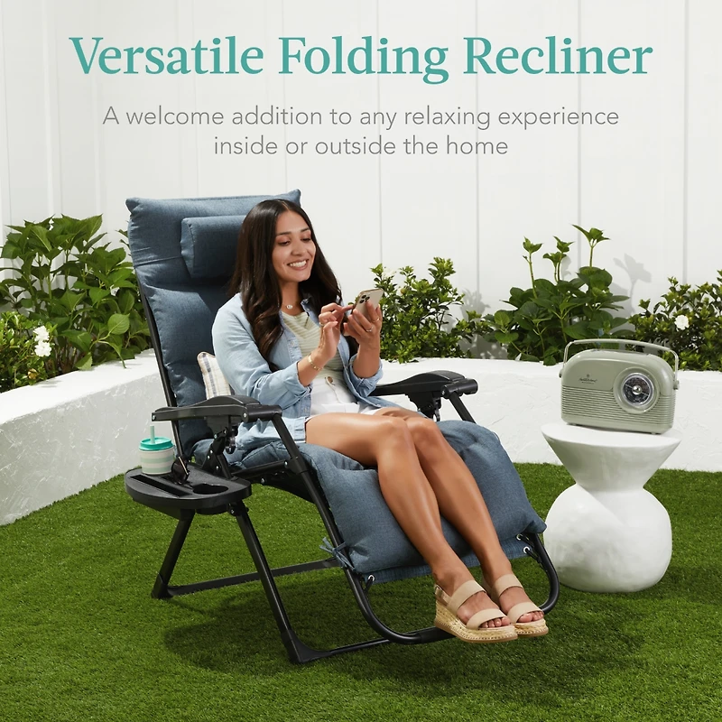Best Choice Products Oversized Zero Gravity Chair, Folding Recliner w/ Removable Cushion