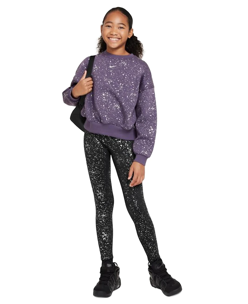 Nike Big Girls Sportswear Club Fleece Crewneck Sparkle Sweatshirt