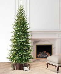 Puleo 7.5" Pre-Lit Slim Chatham Spruce Artificial Christmas Tree with Matching Skirt
