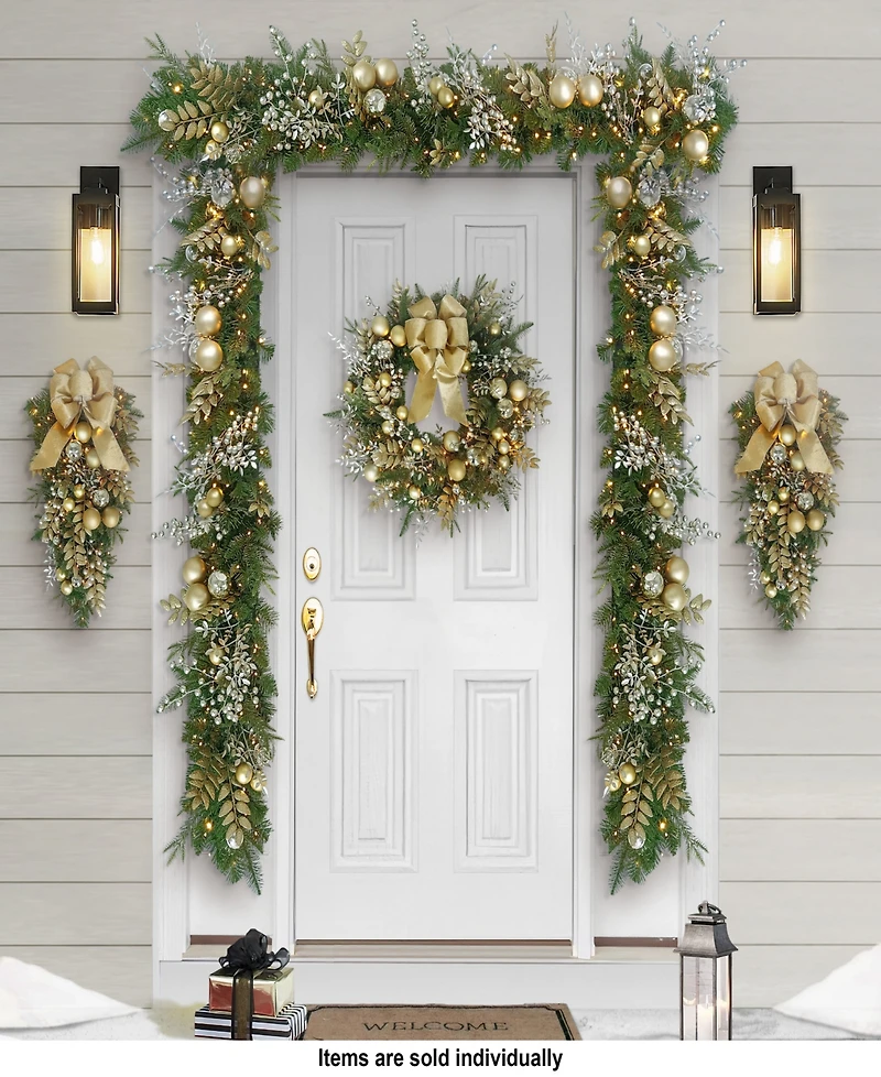 Puleo 6' x 10" Battery-Operated Pre-Lit Decorated Artificial Garland