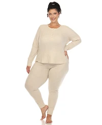 White Mark Plus Waffle Pajama Set