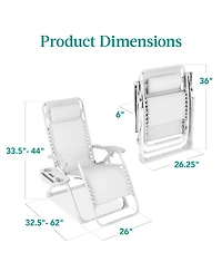 Best Choice Products Monochromatic Zero Gravity Chair, Folding Patio Recliner w/Side Tray, Headrest