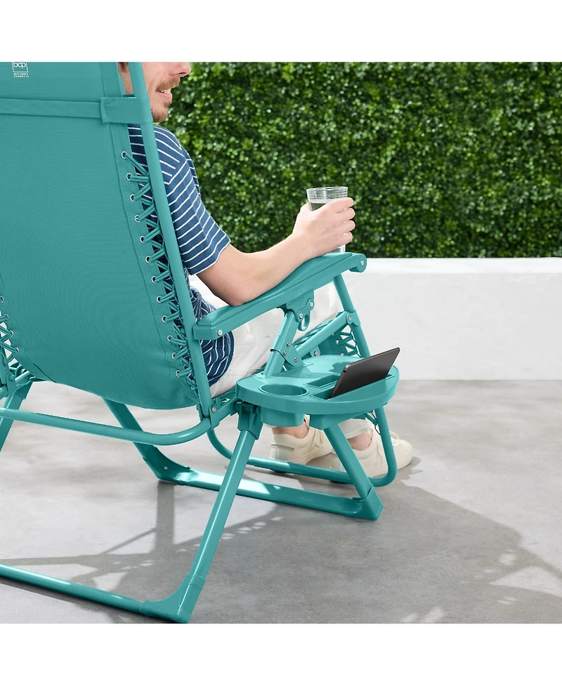 Best Choice Products Monochromatic Zero Gravity Chair, Folding Patio Recliner w/Side Tray, Headrest